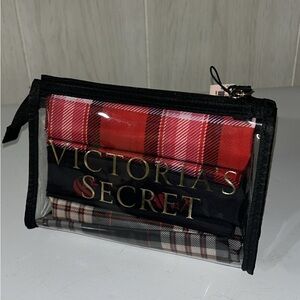 Victoria's Secret Red and Black Plaid Cosmetic Bag